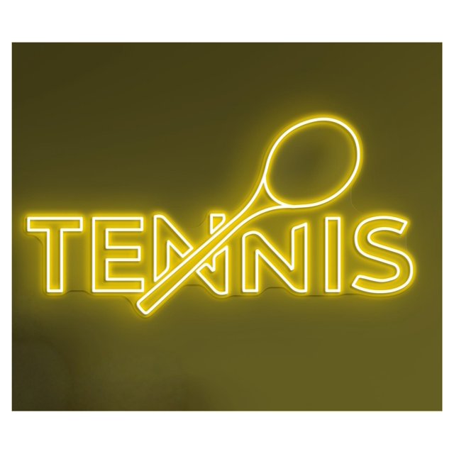 Letrero De Neón LED Raqueta Tenis, Tienda Deportes, Decoración Pared Para El Hogar, Habitación, Dormitorio, Juego, Mascotas, 55cm