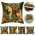 thumbnail image 2 of Artistic Horse and Floral Print Pillow Cover, 17.7x17.7 in with Invisible Zipper, Machine Washable for Easy Care, Ideal for Home Decor Refresh, 2 of 8