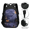 thumbnail image 3 of Pofeuu Mystery House Halloween Night Print Storage Laptop Backpack with USB Charging Port[Water Resistant] College Computer Bookbag Fits, 3 of 7