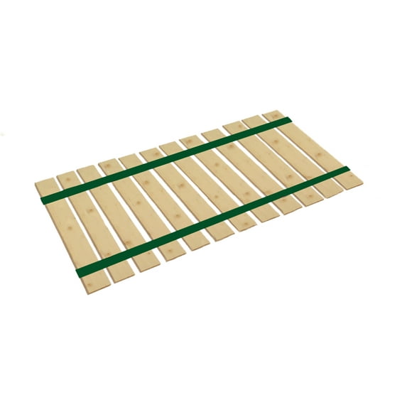 The Furniture King Wood Bed Slats Full Size Closely Spaced For Specialty Bed Types Custom Width with Green Strapping Bed Frame Support Plank Boards 53.50" Wide