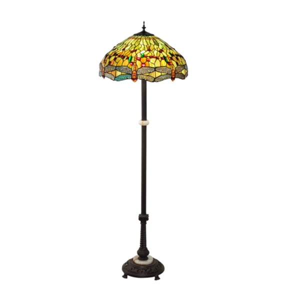37702 Meyda 62" High Tiffany Hanginghead Dragonfly Floor Lamp