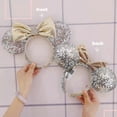 thumbnail image 3 of Sequin Minnie Ears Parks Castle Silver Mickey Mouse Ears Bow Headband, Minnie Ears Headband, 3 of 5