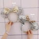 thumbnail image 3 of Sequin Minnie Ears Parks Castle Silver Mickey Mouse Ears Bow Headband, Minnie Ears Headband, 3 of 5