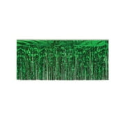 Beistle 1-Ply FR Metallic Fringe Drape 15" x 10' Green - 6 Pack