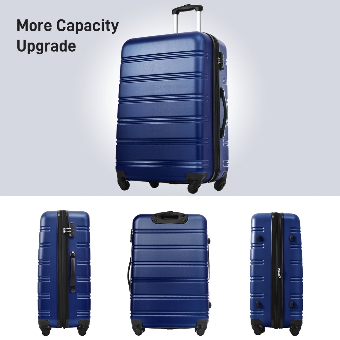 Luggage Sets 3 Piece, Hardside Expandable Ultra Durable PC Lightweight Carry On, Travel Suitcase Set with TSA Lock Spinner Wheels, Blue