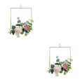 thumbnail image 2 of VONKY Metal Ring Hoop Wreath Garland With Realistic Artificial Roses Timeless Beauty Artificial Rose Flowers Artificial Flower Y892square 2Set, 2 of 6