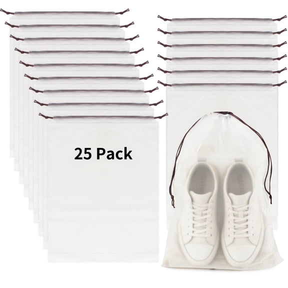  HUIANER 25 Pcs Clear Shoe Bags with Drawstring, Thickened Travel Storage Bags