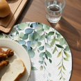 thumbnail image 3 of Eucalyptus Green Round 15 Inch Placemats Set of 4, Gradient Leaves Retro Watercolor Plant HeatResistant Non Slip Place Mats for Dining Table, Wipeable Braided Kitchen Table Mats for Housewarming, 3 of 9