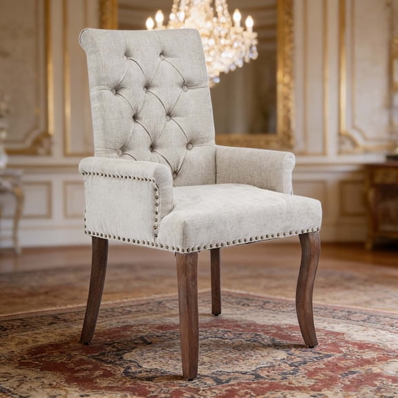 Mid-Century Modern Upholstered Accent Chair with Armrests, Comfortable Living Room Chair for Bedroom Home Office and Small Space