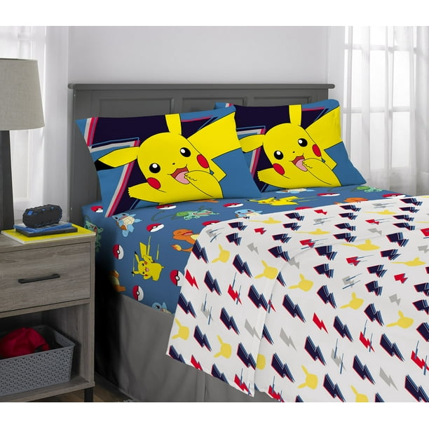 Soft Microfiber Bedding Sheet Set, Pikachu Twin Bed Set