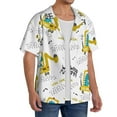 thumbnail image 2 of Uemuo Dinosaur on Excavator Pattern Cotton Linen Short Sleeve Shirts,Casual Lightweight Button Down Shirts,Vacation Beach Summer Tops-X-Large, 2 of 7