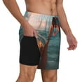 thumbnail image 2 of Sikiie Swimming Goggled Flamingo Print Men's Double Layer Swimming Trunks, Adjustable Waistband and Pockets Sports Swimming Trunks, Beach Swimwear-3X-Large, 2 of 6