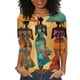 thumbnail image 2 of Xuyuer Women's Leisure Print Round Neck Three Quarter Sleeve Loose T-Shirt, Casual 3/4 Sleeve Top for Spring Summer Everyday Fashion and Relaxed Weekend Style, 2 of 5