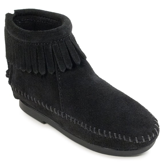 Minnetonka Children's Back Zipper Boot, Black 8 Little Kid