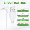 thumbnail image 3 of 2 Pcs Connecteur d'Alimentation en Forme de L USB A Type 2.5 x 0.7mm, Blanc, 3 of 7