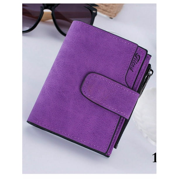 Lookwoild Women's Short Small Wallet Leather Folding Coin Card Holder