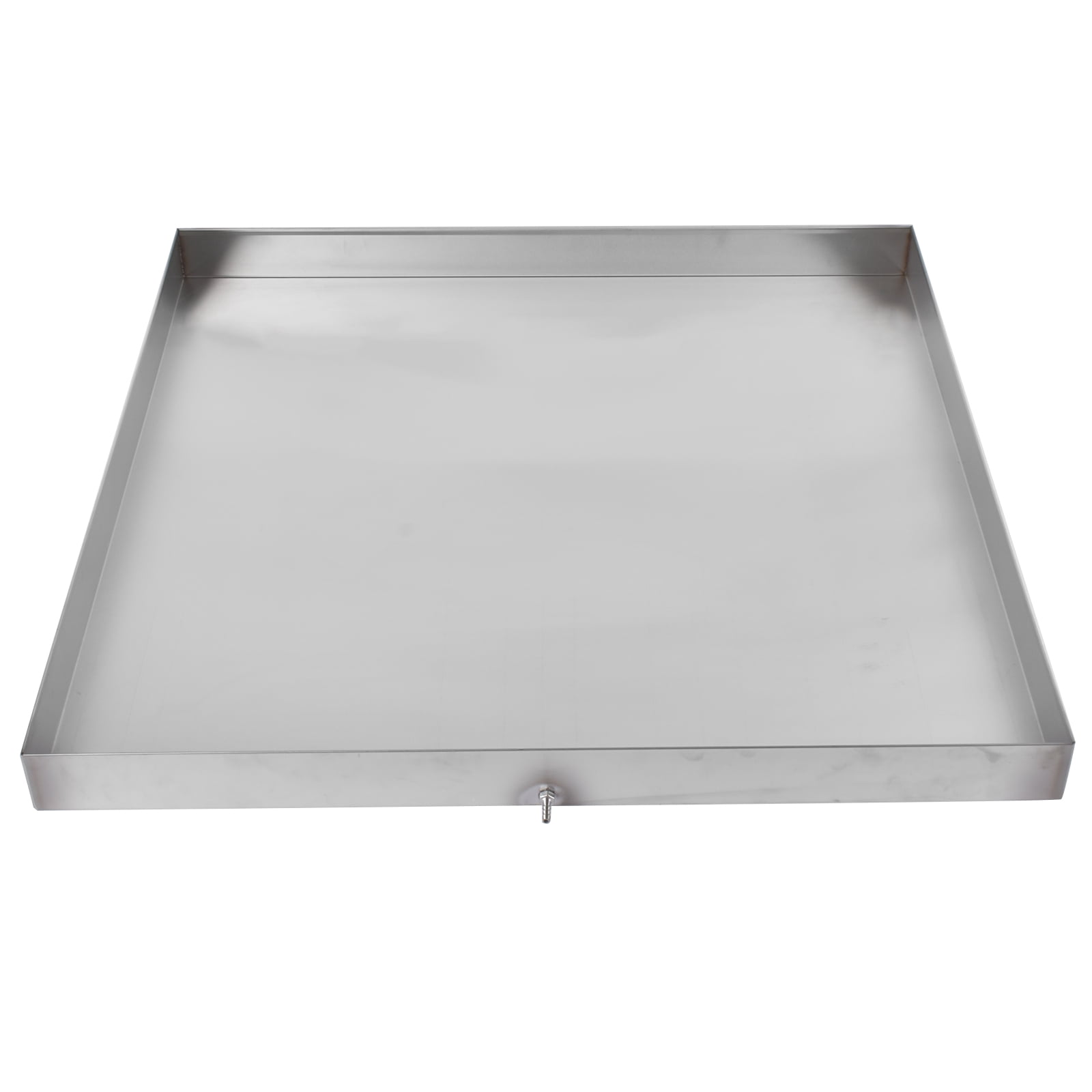 GELUOXI 32 x 32 x 2.5 Inch Washing Machine Pan Stainless Steel Washing Machine Drain Pan Heavy Duty Compact Washer Drip Tray with Drain Hole & Hose Adapter