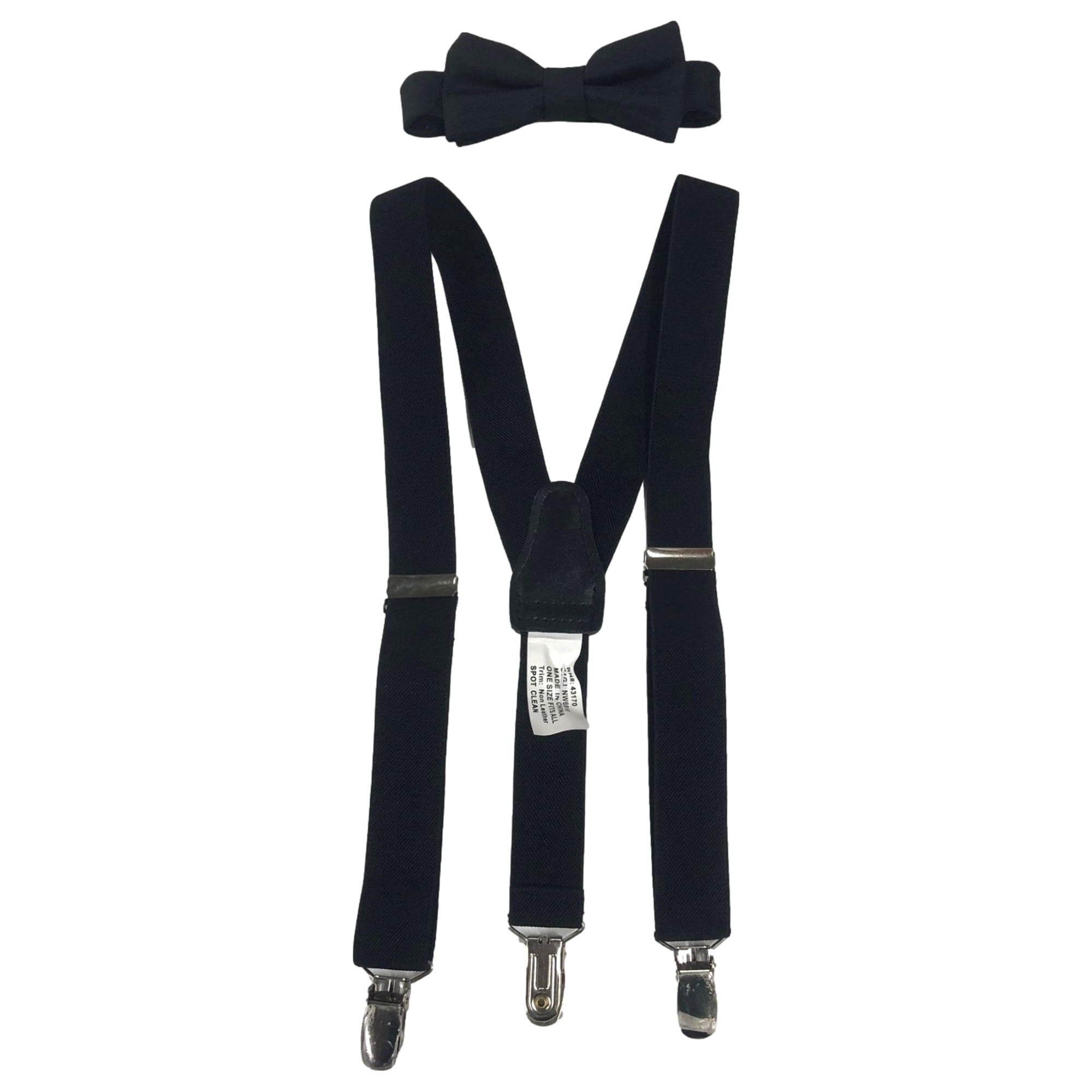 Chaps Boys Clip Standard Black Necktie & Suspenders Set