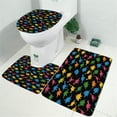 thumbnail image 2 of Black Colorful Dinosaurs Silhouette Pattern Bathroom Rugs Sets 3 Piece,Toilet Cover Set,Absorbent Non Slip Bathroom Mats Sets with U-Shaped Contour Rug Toilet Rug Set, 2 of 5