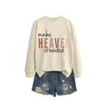 thumbnail image 2 of Women'S Letter Printed Sweater Crew Neck Long Sleeve Pullover Sweaters for Women Apricot Color M, 2 of 5
