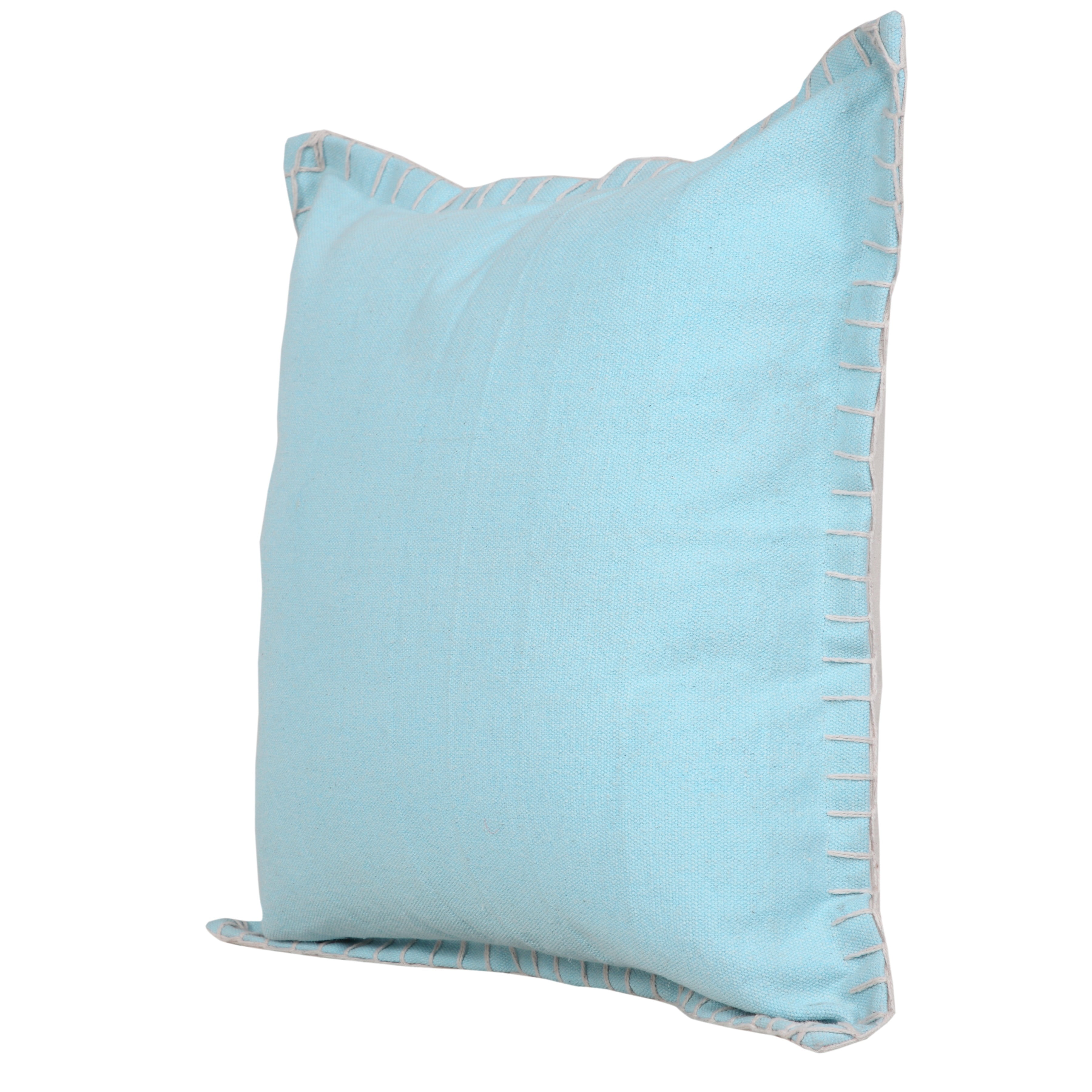 Ox Bay Wilma 20" x 20" Light Blue Stitch Bordered Cotton Adult Decorative Throw Pillow Cover
