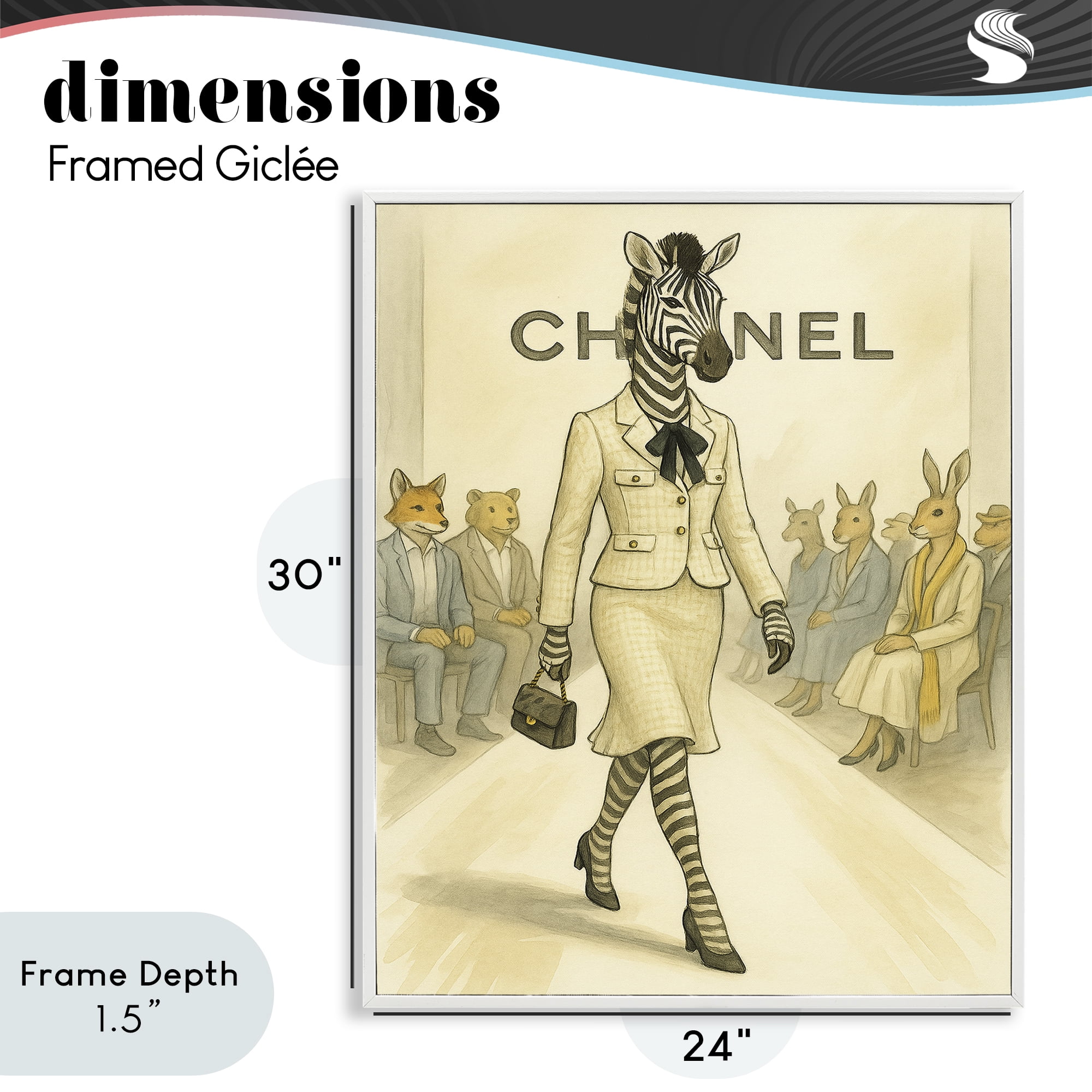 Stupell Industries Fashion Runway Zebra White Framed Giclee Art, design by Grotto Studios