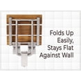 thumbnail image 4 of Folding Shower Chair for Elderly and Disabled, ADA Folding Shower Seat Wall Mounted Holds Upto 400lbs | Teak Shower Bench | 304 Stainless Steel Teak Shower Stool for Inside Shower | 18" x16”, 4 of 5