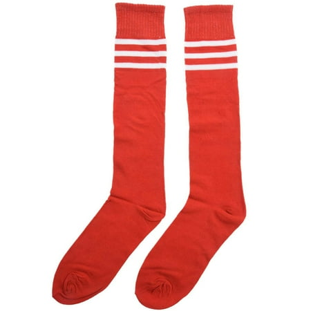 

School White Stripe on Red Knee High Sports Tube Sock