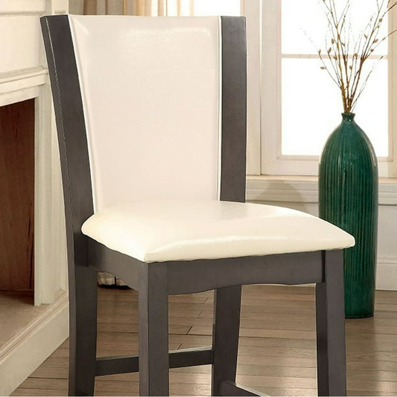Manhattan I Contemporary Side Chair With White Pu Set Of 2- Saltoro Sherpi