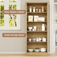 thumbnail image 3 of SELOOYE Kitchen Pantry Cabinet, 71" Modern Glass Display Cabinet with Wood Doors, Tall Storage Cabinet with Adjustable Shelves, Freestanding Cupboard for Living Room, Dining Room, Kitchen, Natural, 3 of 7