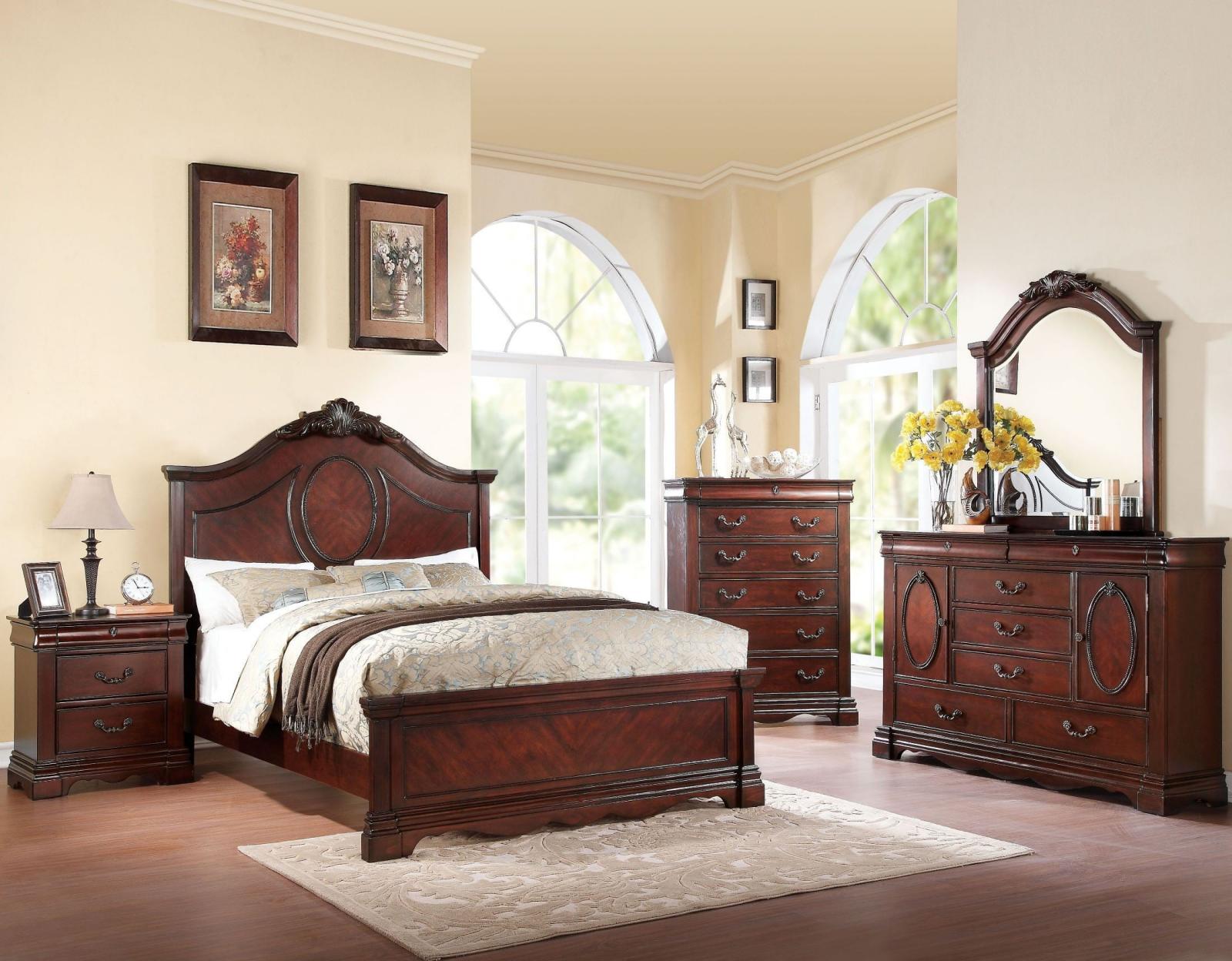 Acme Furniture 20727EK Estrella Dark Cherry Panel King Bedroom Set 5 Pcs Classic - image 1 of 6