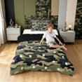 thumbnail image 3 of Manfei Minimalism Camo Twin Comforter Sets, Old Fashion Camouflage Bedding Set, Dark Olive Green, Black Reversible, 2-Piece, 1 Comforter and 1 Pillowcase, 3 of 7