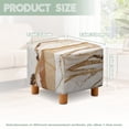 thumbnail image 3 of SCRAWLGOD Marble Print Creamy Beige Stretch Ottoman Covers, Soft Square Slipcover for Folding Storage Stool with Elastic Bottom Removable Furniture Protector, 3 of 7
