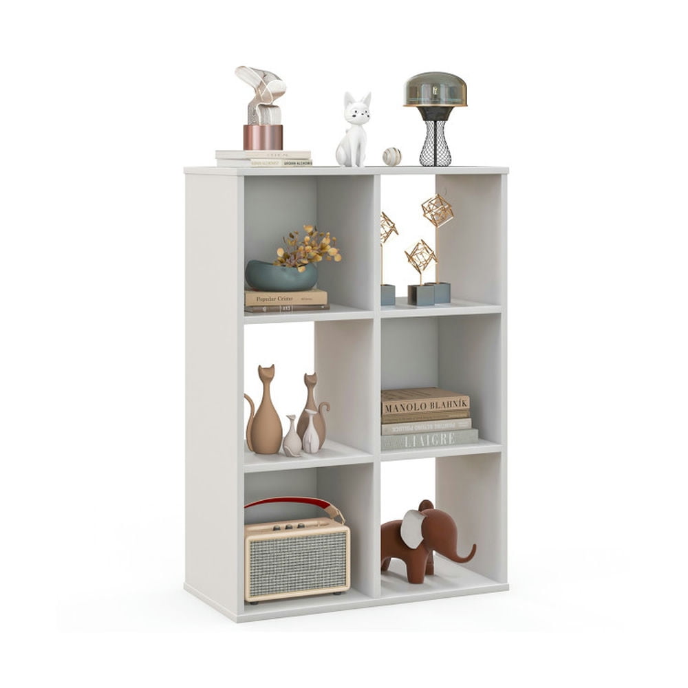 Demi Bonn 6-Cube Bookshelf 4-Tier Floor Display Shelf Bookcase, White