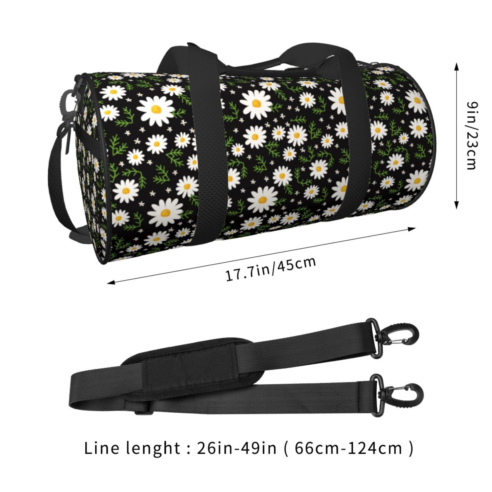 Vsdgher Daisy 45L Foldable Duffel Bag, Sports Gym Bag,Overnight Bag, Portable Weekender Bag for Airplanes