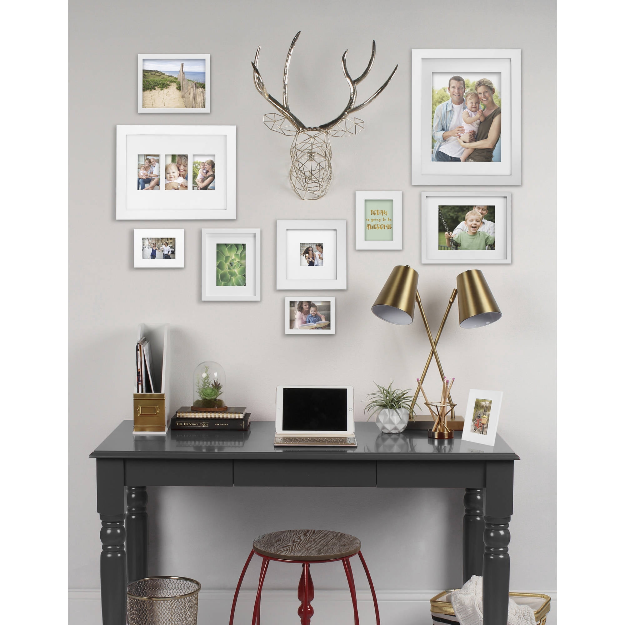 Mainstays Museum 11x14 Matted for 8x10 Flat Wide Gallery Picture Frame, White