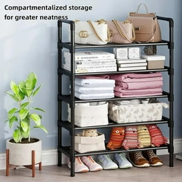 Yamazaki Home Stackable Shoe Rack White Steel Holds up to 4 pairs of shoes per shelf Supports 6.6 pounds Expandable Stackable Walmart