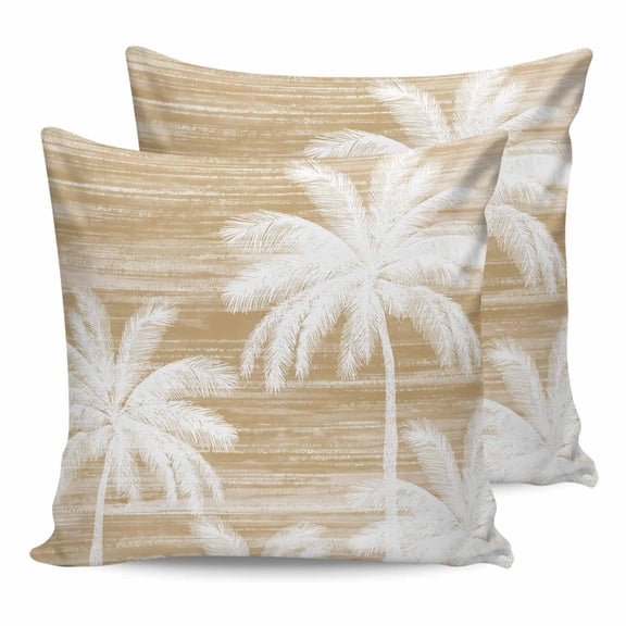24x24 Pillow Covers Set of 2, Summer Palm Trees Square Throw Pillow Covers for Couch/Sofa/Living Room, Tropical Beige Shabby Abstract Art Beach Decorative Soft Pillowcases for Couch Throw Pillows