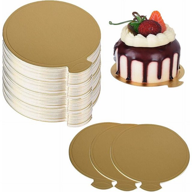 -100 Piezas Tablas para Pasteles de Mousse Doradas Soportes para Pasteles Finos, Soportes para Pasteles de Cartón Desechables Bandeja de Postre Pastel de Cartón Bandeja de Postre para Pasteles, Bodas