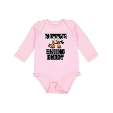 

Inktastic Mommys Skiing Buddy for Kids Boys or Girls Long Sleeve Baby Bodysuit