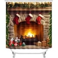 thumbnail image 2 of 4PCS Christmas Cardinal Shower Curtain Set, Waterproof Fabric White Shower Curtain, Non-Slip Bath Mat Bathroom Rugs, Red Green Plaid Bird Berry Holly Fir Floral New Year Holiday Bathroom Decor, 2 of 7