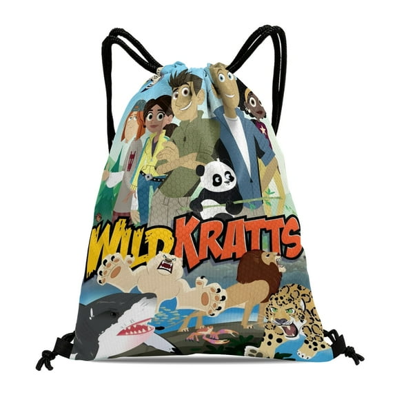 Drawstring Backpack for Wild Kratts Drawstring Pocket Adults Women Men Party Favor Bags Sports for Gym Travel Swimming Hiking Camping Tote Bag 11.8 × 15.7 in