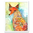 thumbnail image 1 of Sitting Fox Folk Art Watercolour Painting Art Print Framed Poster Wall Decor 12x16 inch, 1 of 5
