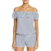 Splendid Womens Striped Off-The-Shoulder Romper