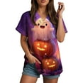 thumbnail image 6 of Towmus Womens Halloween Hawaiian Shirt Cute Pumpkin Spooky Castle Graphic Tee Magical Halloween Short Sleeve Button Up Tops, 6 of 6