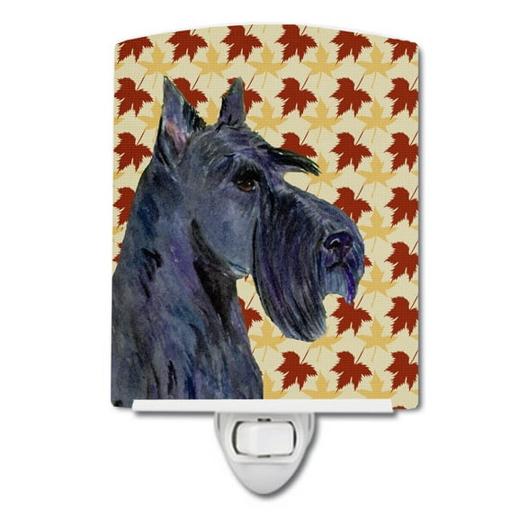 Caroline's Treasures SS4327CNL Scottish Terrier Fall Leaves Portrait Ceramic Night Light, 6x4x3", multicolor