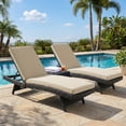 thumbnail image 2 of BPS 72" x 21" x 3" Outdoor Chaise Lounge Cushion, Fade & Water Resistant Patio Chair Cushion, Set of 2 - Brown, 2 of 10