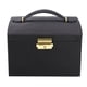 thumbnail image 4 of Estuche de almacenamiento de joyería de cuero PU de 3 niveles, organizador de caja expositora con espejo (negro), 4 of 13