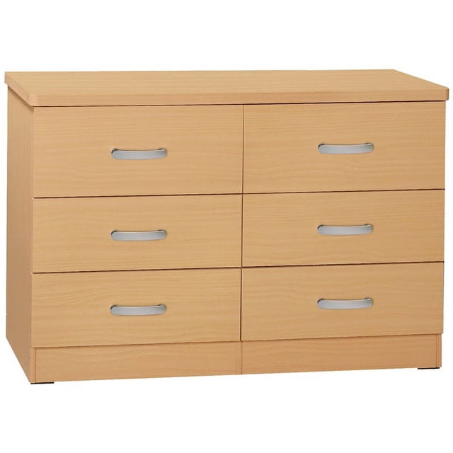 Pemberly Row Modern 6 Drawer Engineered Wood Bedroom Dresser in Beech