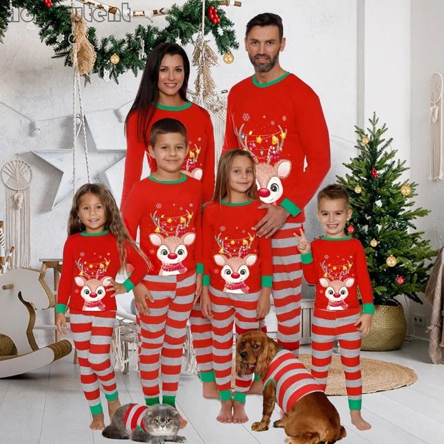 Conjunto de pijamas de Navidad a juego para la familia, ropa de Año Nuevo para adultos y niños, trajes a juego para bebés, ropa de dormir navideña, pijamas de aspecto familiar, 2023